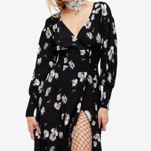 FREE PEOPLE FLORAL PRINT FAUX WRAP DRESS
